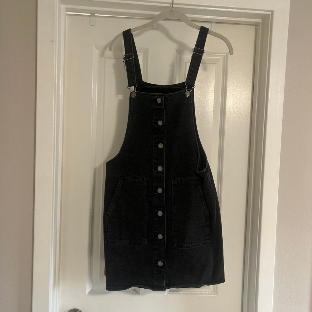 Black Denim Overall Dress